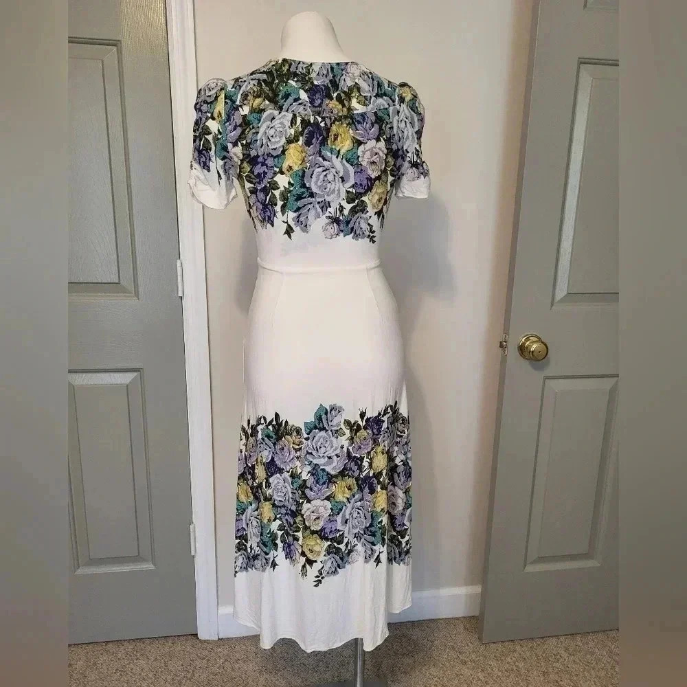 FREE PEOPLE Jaimie Floral Print Wrap Boho Prairie Midi Dress(XS) - Picture 7 of 13
